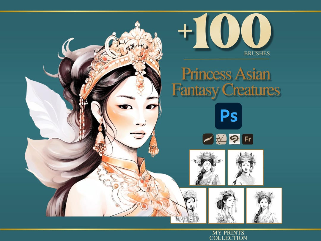 Asian Princess Photoshop Brushes & Procreate Stamps – 100+ Fantasy ...