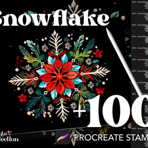 Mais de 100 selos de floco de neve Procreate, Magic Snow Christmas Xmas Winter, download digital, material de arte digital, pincel Procreate