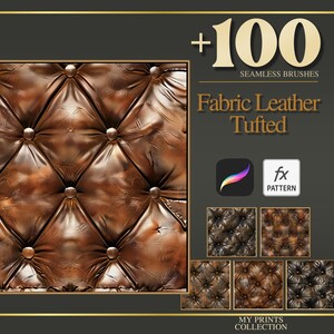Leather Tufted Fabric Procreate Texture Brush & Photoshop PAT Pattern - 100+ Seamless Texture Brushset, Digital Texture Design Tool