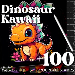 100+ Procreate Dinosaurier Kawaii Stempel, Drache Krokodil Reptil Fantasy Kreatur Chibi, digitaler Download, digitale Kunst Versorgung, Procreate Pinsel