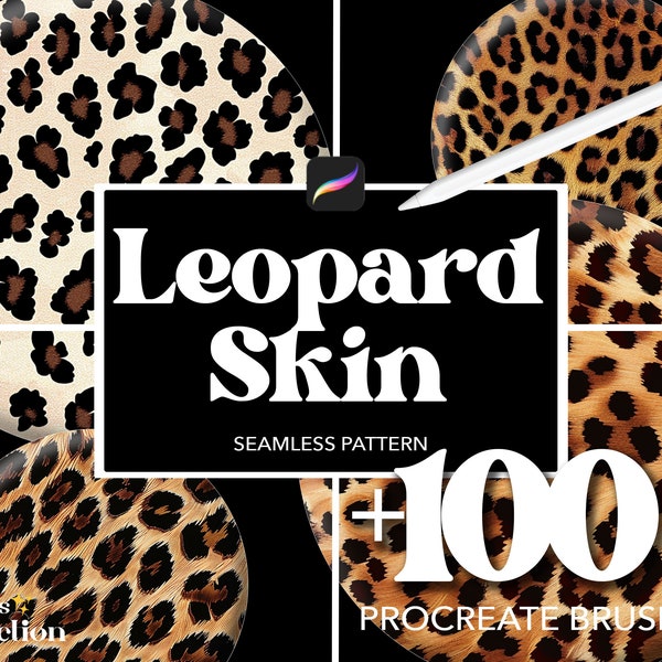 100+ Procreate Skin Leopard Brushes, Abstract Seamless Pattern Texture Overlay Brushes, Procreate Animal Dog Cheetah