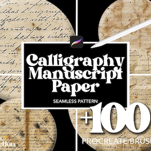 Más de 100 pinceles de caligrafía manuscrita para papel de Procreate, pinceles de superposición de texturas con patrones abstractos sin costuras, diseño de papel de Procreate y Canva.