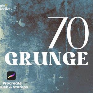 Set Grunge Procreate / 70 pennelli e timbri / Texture rovinata / Motivo venato e screpolato / Vintage / Retro / Grungy / Arte digitale