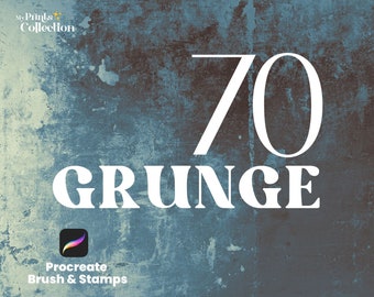 Grunge Procreate Set | 70 Brushes and Stamps | Distressed Texture | Grain and Cracks Pattern | Vintage | Retro | Grungy | Digital Art