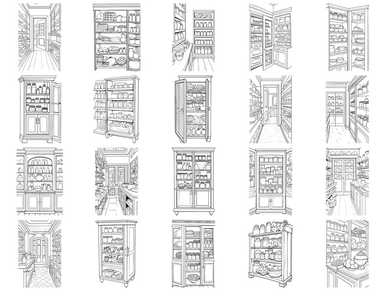 Pantry Room Procreate Stamps & Photoshop Brushes – 100+ Interior Room ...