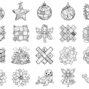 Sellos y pinceles de Photoshop para Procreate con diseños de criaturas fantásticas: más de 100 texturas de patchwork para edredones de moda, tatuajes, arte digital, imágenes prediseñadas, arte lineal y pinceles. imagen 7