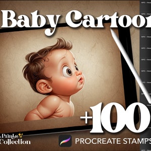 100+ Procreate Head Baby Cartoon Stamps, Body Figure Pose Sketch Manga Chibi Anime, Digital Download, Digital Art Supply, Procreate Brush