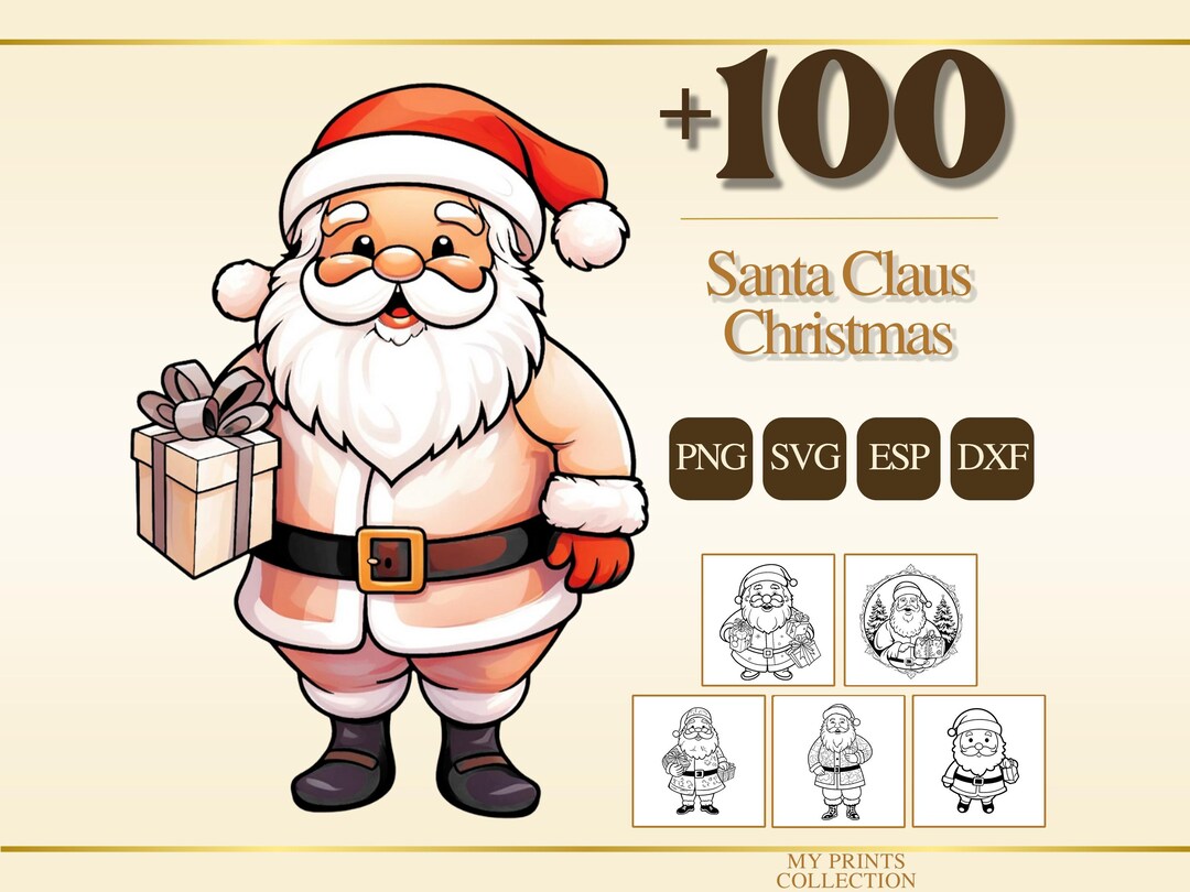 Santa Claus Christmas PNG Bundle – 100+ Cricut & Silhouette Files, SVG ...