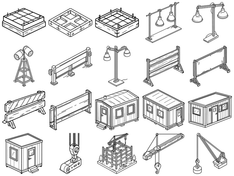 Isometric Construction Site Builder Procreate Stamps & Photoshop ...