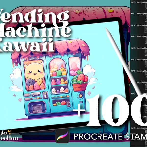 100+ Procreate Vending Machine Kawaii Stamp, Sweet Store Front Chibi Doodle Procreate, Digital Download, Digital Art Supply, Procreate Brush