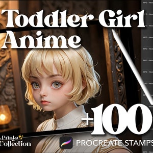 100+ Procreate Head Toddler Girl Anime Stamps, Body Figure Pose Sketch Cartoon Manga Chibi, Digital Download, Digital Art, Procreate Brush