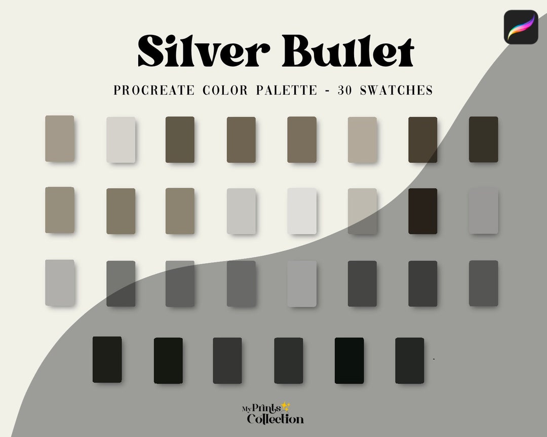 Silver Bullet Procreate Color Palette Swatches, Digital Color Download