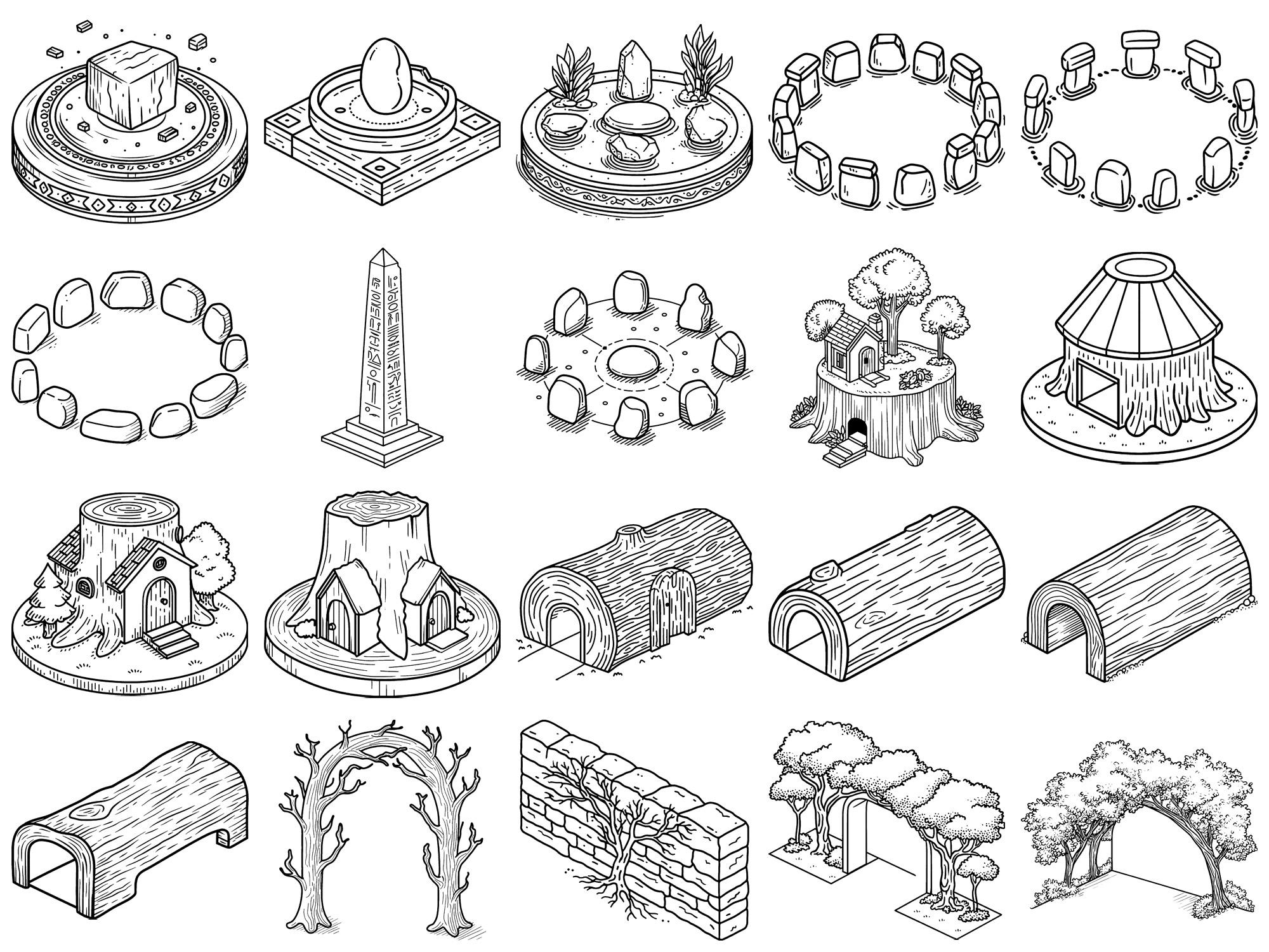 Isometric Enchanted Forest Builder Procreate Stamps & Photoshop Brushes ...