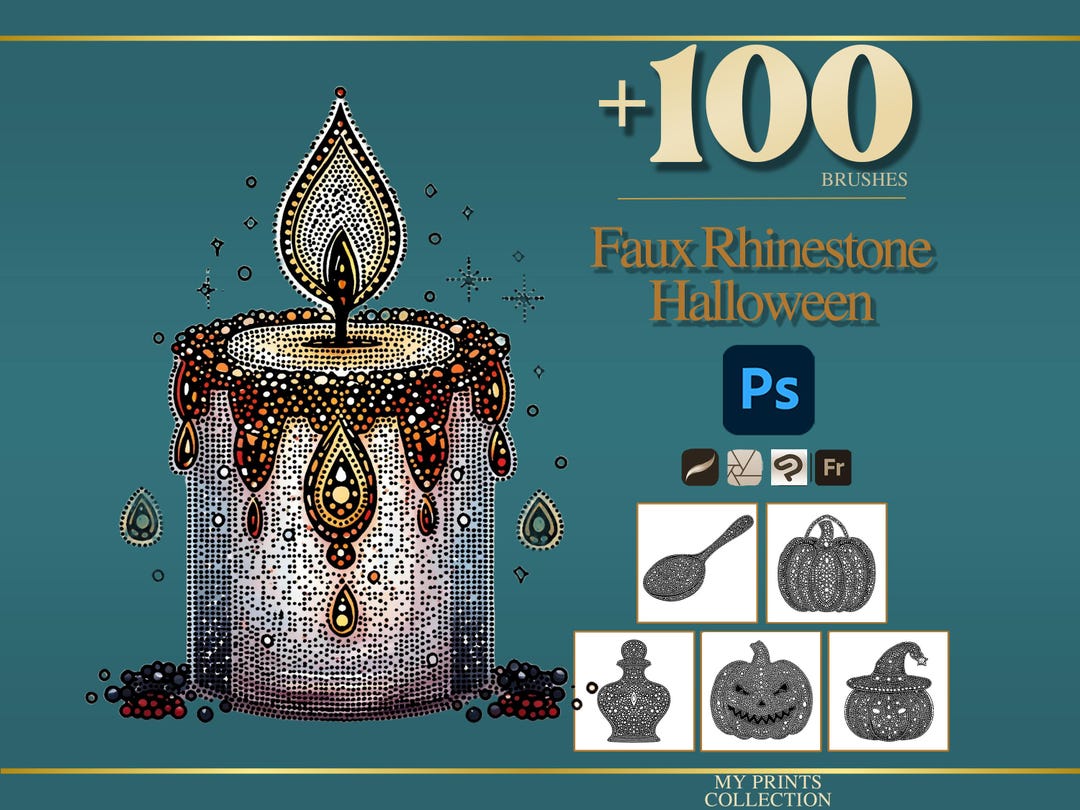 Faux Rhinestone Halloween Photoshop Brushes & Procreate Stamps – 100 ...