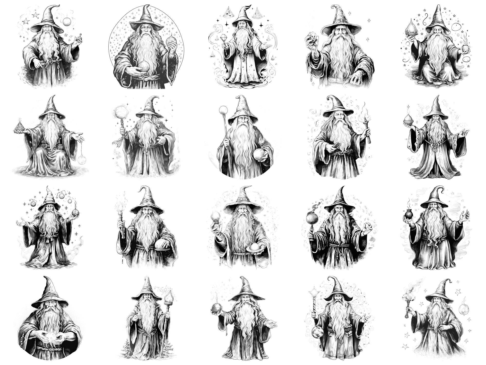 Wizard Procreate Stamps & Photoshop Brushes – 100+ Fantasy Creatures ...