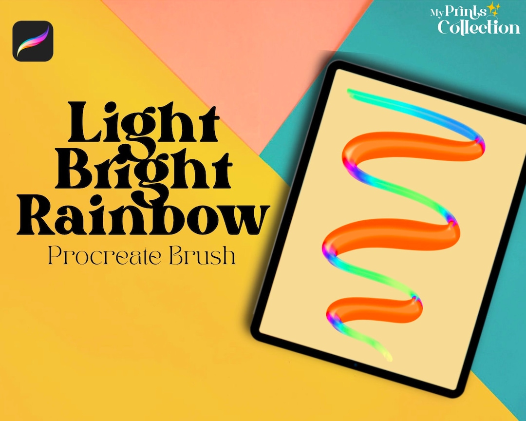 Lights Bright Rainbow Single Procreate Brush | 1 Brush | Neon Lettering ...