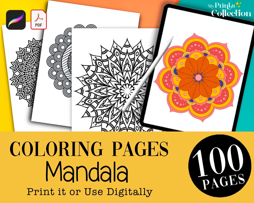 Mandala Coloring Book | 100 Pages | Printable | Procreate Coloring ...