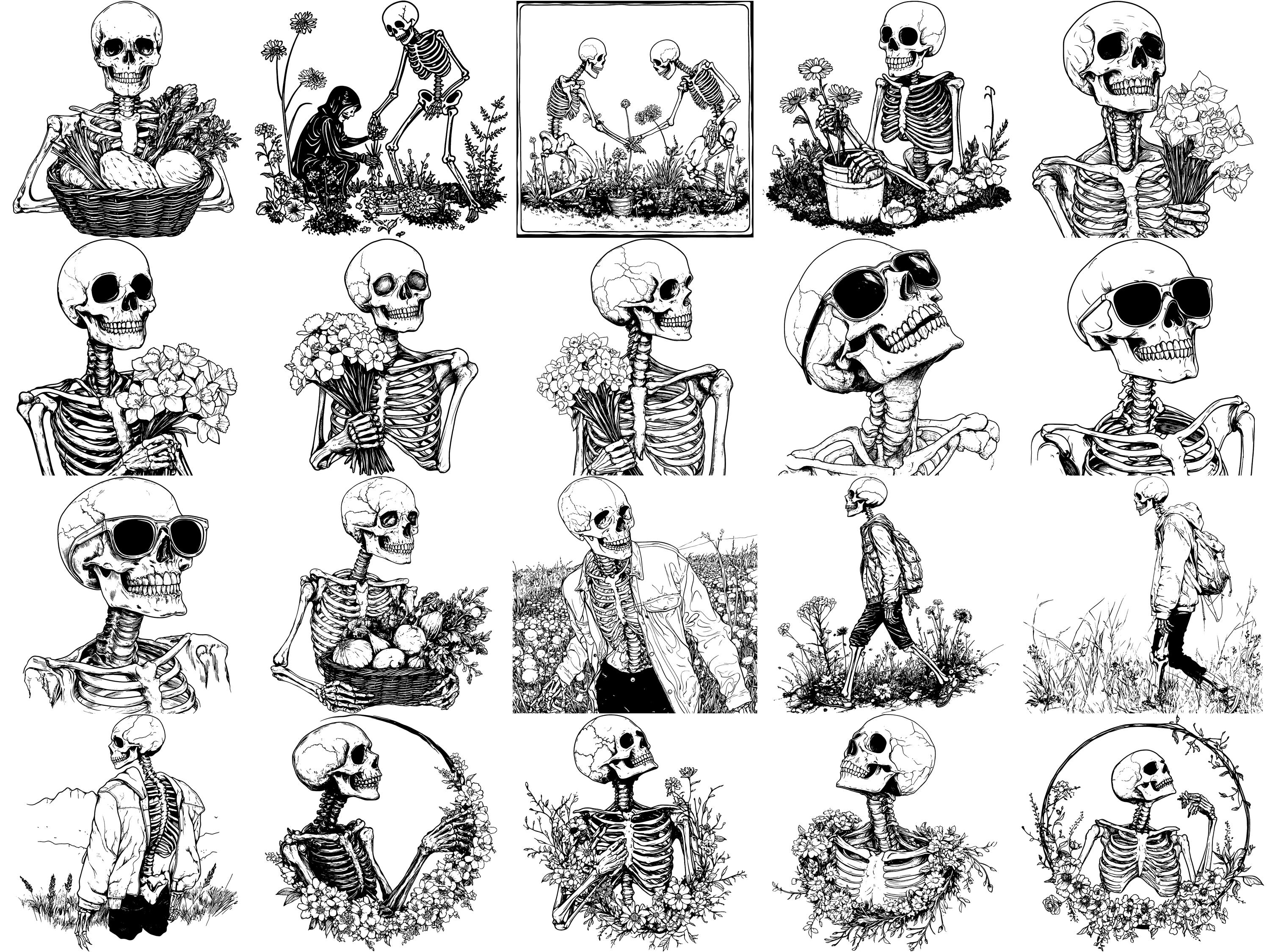 Spring Skeleton Realistic Halloween Photoshop Brushes & Procreate ...