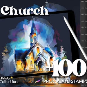 100+ Procreate Church Stamps, Interior Design Decor Room Landscape, Digital Download, Digital Art Supply Tool, Procreate Brush