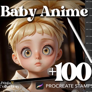 100+ Procreate Head Baby Anime Stamps, Body Figure Pose Sketch Cartoon Manga Chibi, Digital Download, Digital Art Supply, Procreate Brush