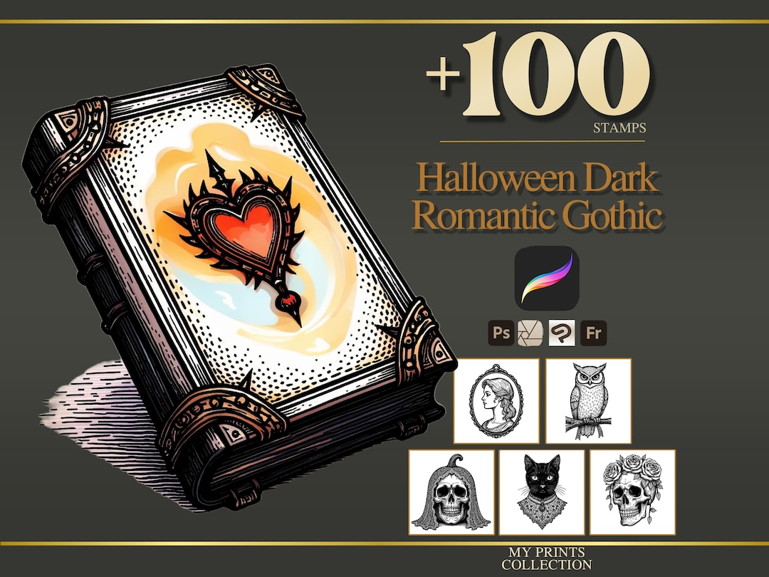 Halloween Dark Romantic Gothic Procreate Stamps & Photoshop Brushes ...