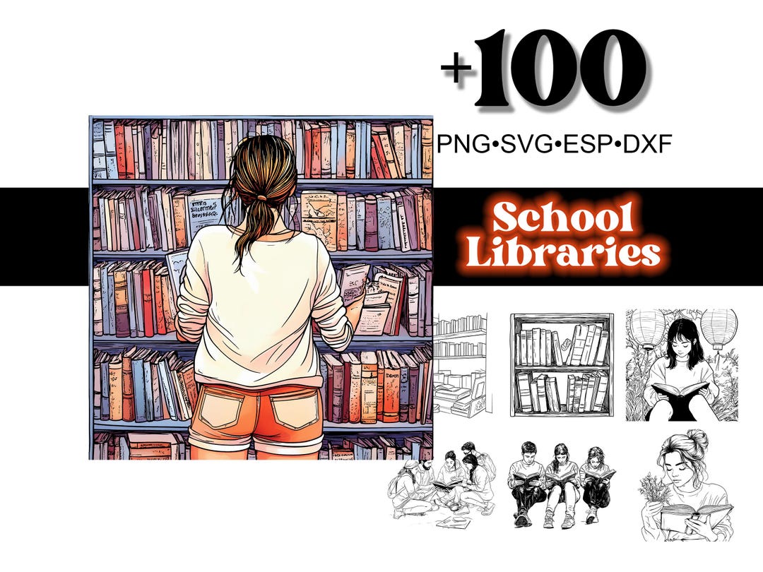 100+ School Libraries Svg-png-eps-dxf Designs, Cricut Silhouette ...