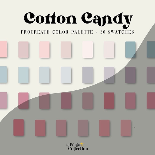 Cotton Candy Procreate Color Palette Swatch Digital Color Download, Seasonal Palette, Color Palette Bundle, Pastel Neutral, Summer Cool Tone