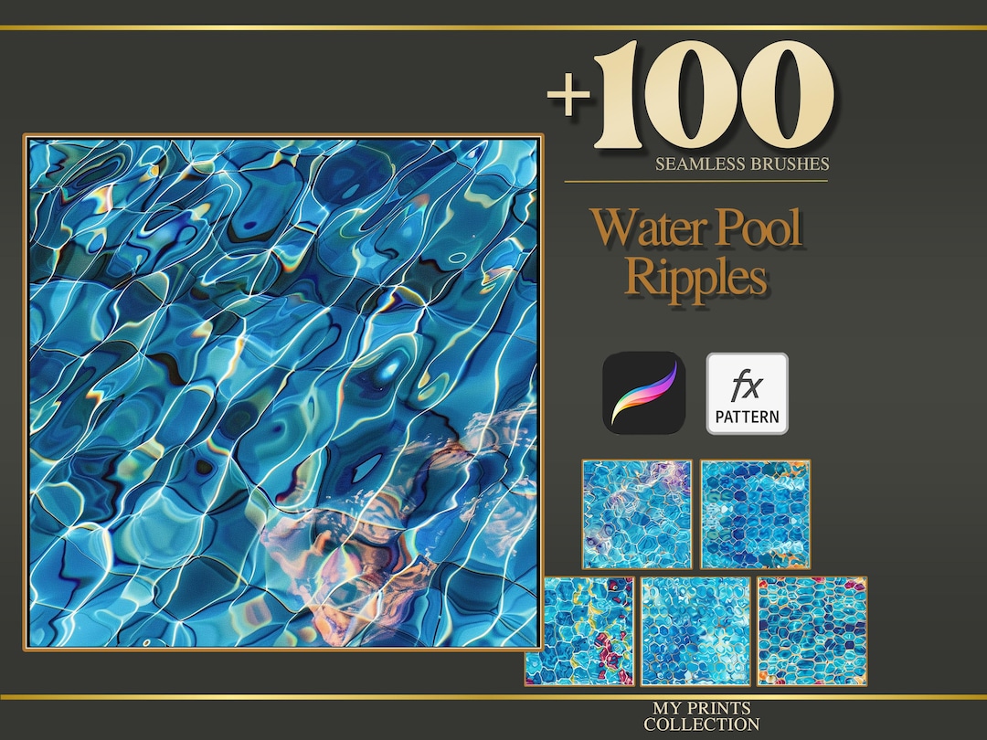 Pool Water Ripples Procreate Texture Brush & Photoshop PAT Pattern ...