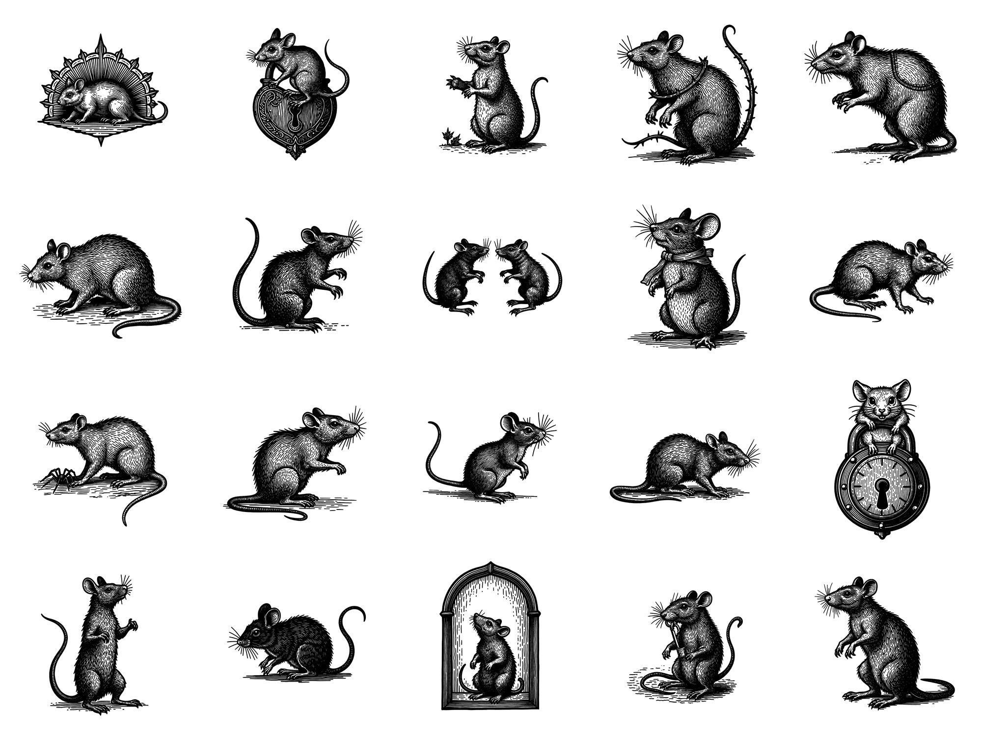 Victorian Rats Rats and Mice Victorian Woodcut PNG Bundle – 100+ Cricut & Silhouette ...