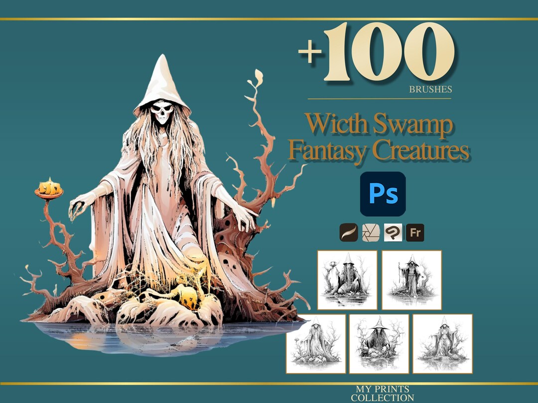 Witch Swamp Photoshop Brushes & Procreate Stamps – 100+ Fantasy ...