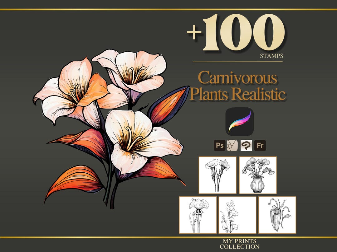 Carnivorous Plants Realistic Procreate Stamp & Photoshop Brushes – 100 ...