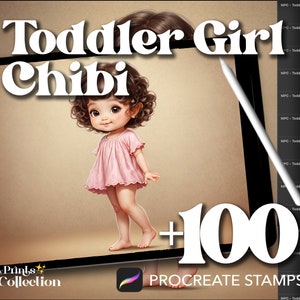 100+ Procreate Toddler Girl Chibi Stamps, Body Figure Pose Sketch Manga Anime Cartoon, Digital Download, Digital Art Supply, Procreate Brush