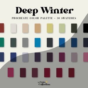 Deep Winter Procreate Color Palette Swatches, Digital Color Download, Seasonal Palette, Color Palette Bundle, Dark Night Tones, Cold Street