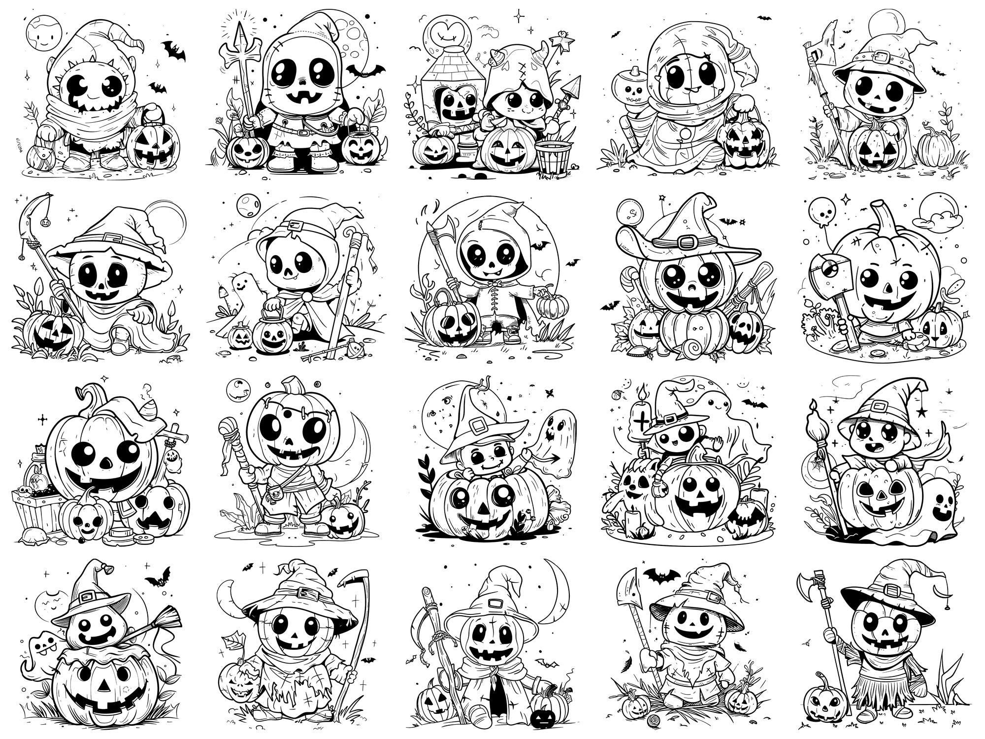 Warrior Kawaii Halloween Procreate Stamps & Photoshop Brushes – 100 ...