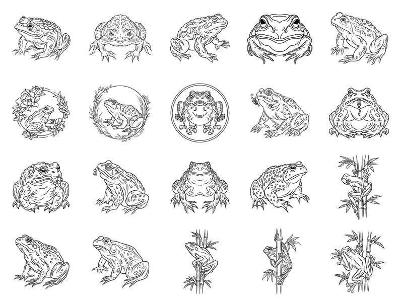 Frog and Toad Japanese Tattoo Procreate Stamps & Photoshop Brushes ...