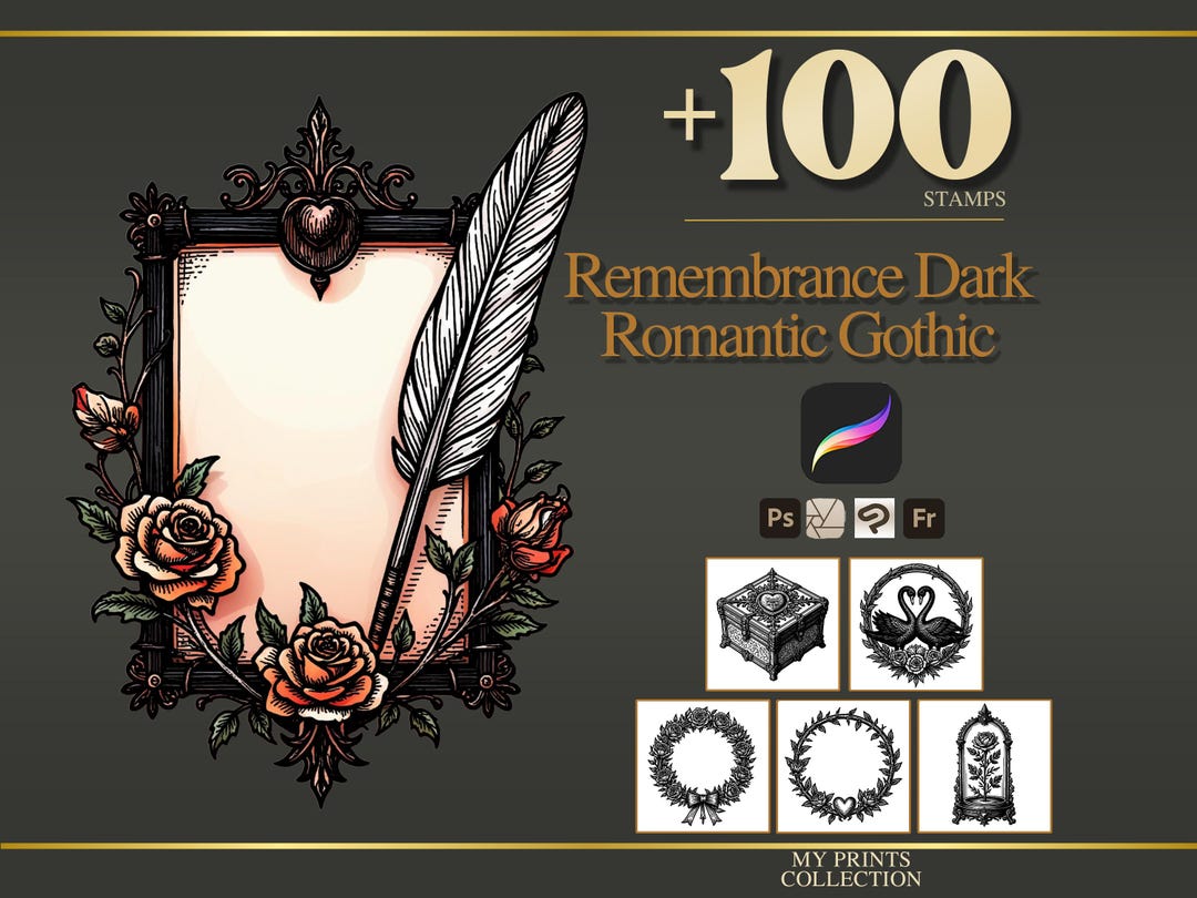 Remembrance Dark Romantic Gothic Procreate Stamps & Photoshop Brushes ...