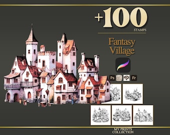Gothic Castle Procreate Stamps & Photoshop Brushes – 100+ Place House ...