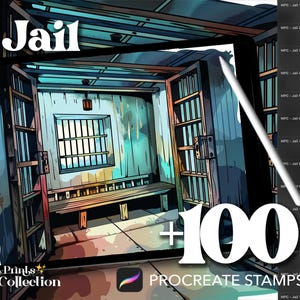 100+ Procreate Jail Stamps, Interior Design Decor Room Landscape, Digital Download, Digital Art Supply Tool, Procreate Brush