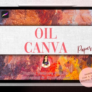Procreate Oil Paper Canva / Textura de papel realista / Fondos digitales / Acuarela / Acrílico / Gouache / Crepe / Cartón / Lino