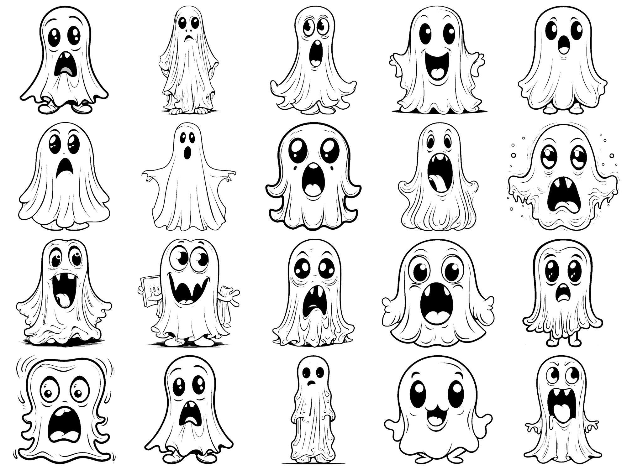 Cute Ghost Halloween Photoshop Brushes & Procreate Stamps – 100+ Tattoo ...