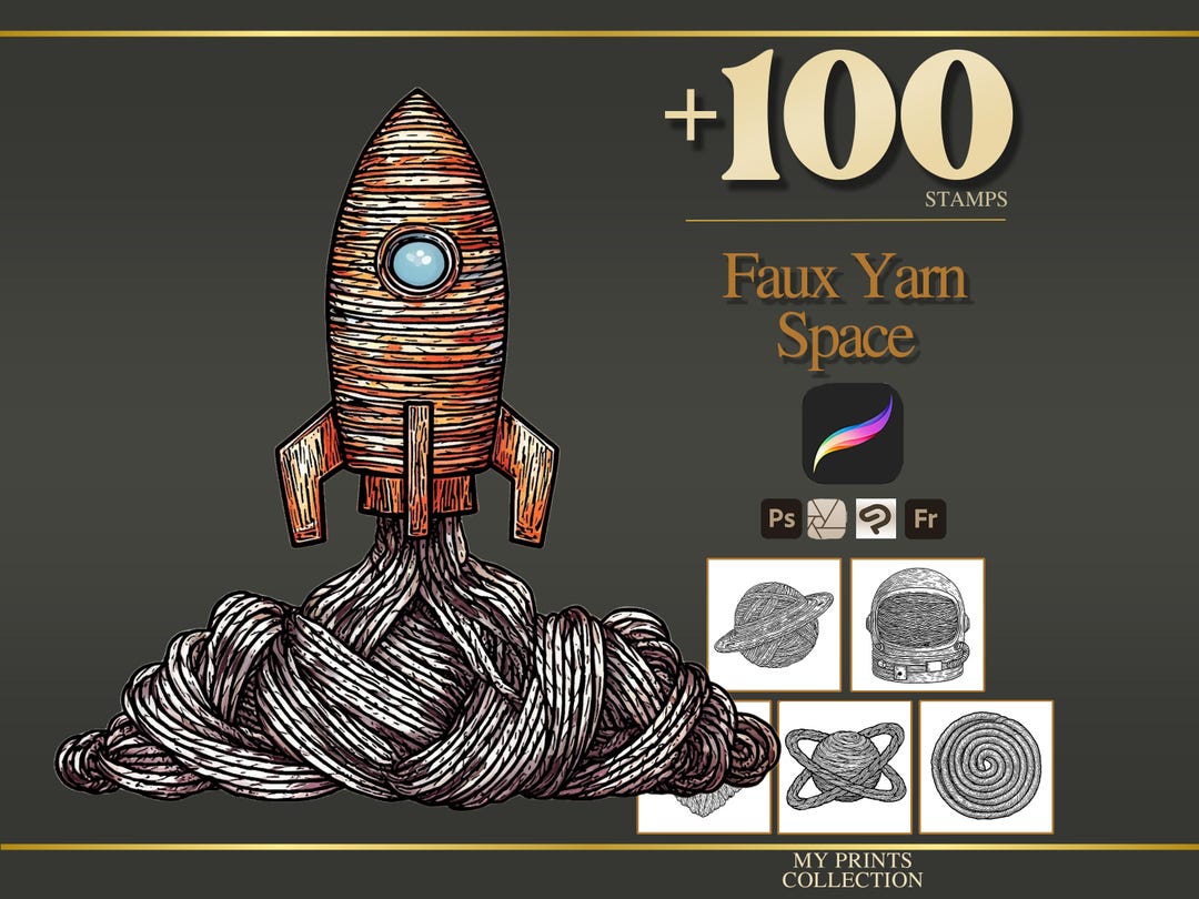 Faux Yarn Space Procreate Stamps & Photoshop Brushes – 100+ Crochet ...