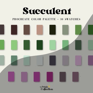 Succulent Procreate Color Palette Swatches, Digital Color Download, Seasonal Palette, Color Palette Bundle, Nature Floral Flower, Green Leaf