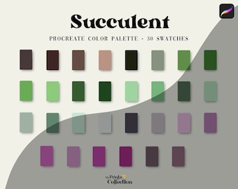 Succulent Procreate Color Palette, 30-Color Swatch Set for iPad, Digital Art Palette for Procreate App