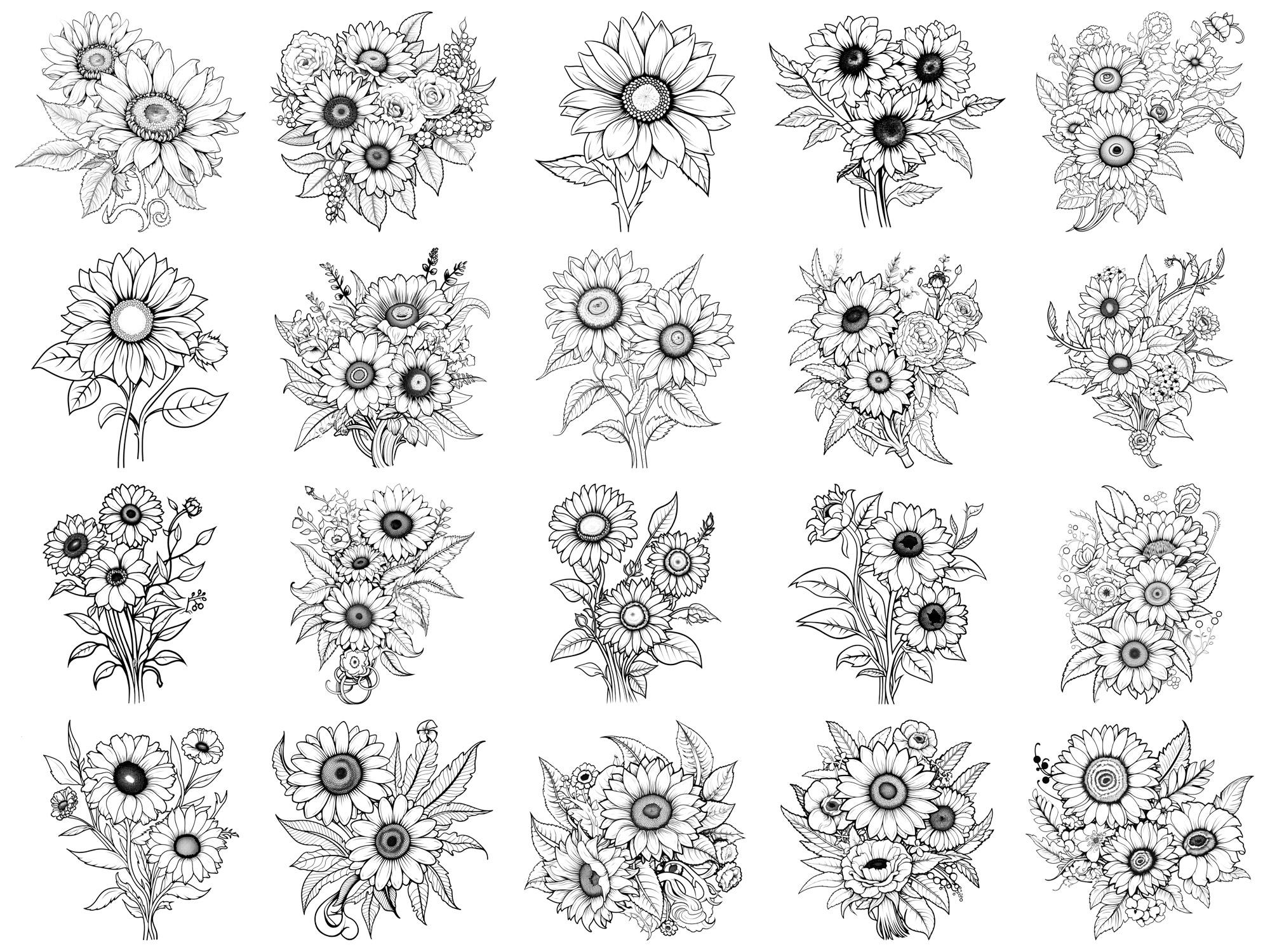 Sunflower Photoshop Brushes & Procreate Stamps – 100+ Flower Botanical ...