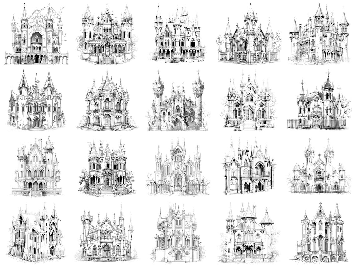 Gothic Castle Procreate Stamps & Photoshop Brushes – 100+ Place House ...