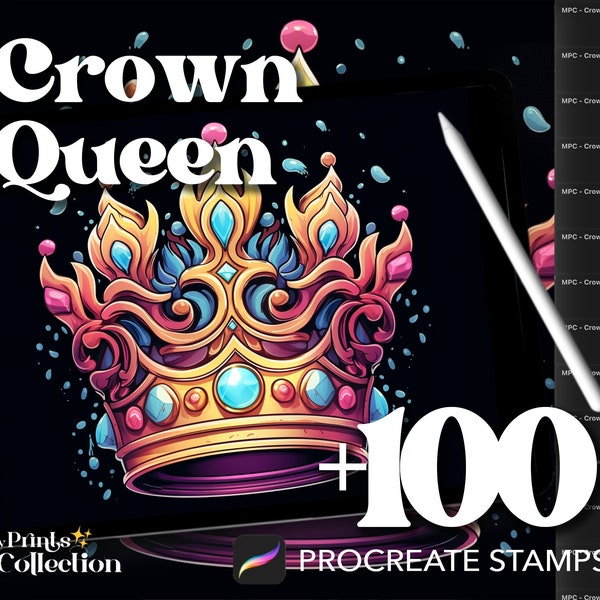 100+ Procreate Crown Queen Stamps, Sketching Jewellery Shoe Cloth Fashion Design, Digital Download, Digital Art Supply, Procreate Brush