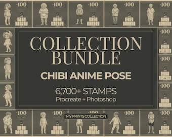 Chibi Anime Pose Maker Procreate Stamps & Photoshop Brushes Collection – 6,700+ Illustration, Drawing, Digital Art, Line Art, Stencil Pack