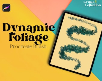 Dynamic Color Foliage Procreate Single Brush, Seamless Border Texture, Pattern Making, Procreate Brush Bundle