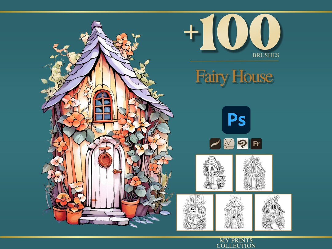 Fairy House Photoshop Brushes & Procreate Stamps – 100+ Place House ...