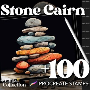 100+ Procreate Stone Cairn Stamps, Floral Flower Nature Botanical Home Decor Design, Digital Download, Digital Art Supply, Procreate Brush